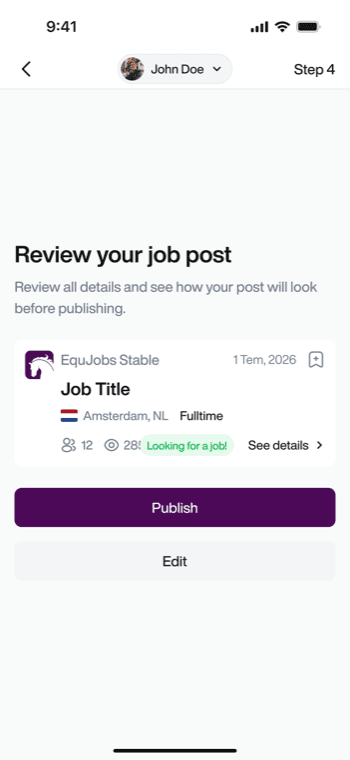 EquJobs review and publish a role