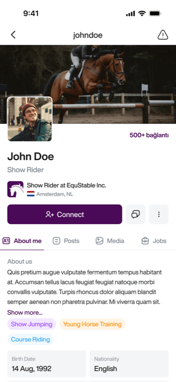 EquJobs profile screen